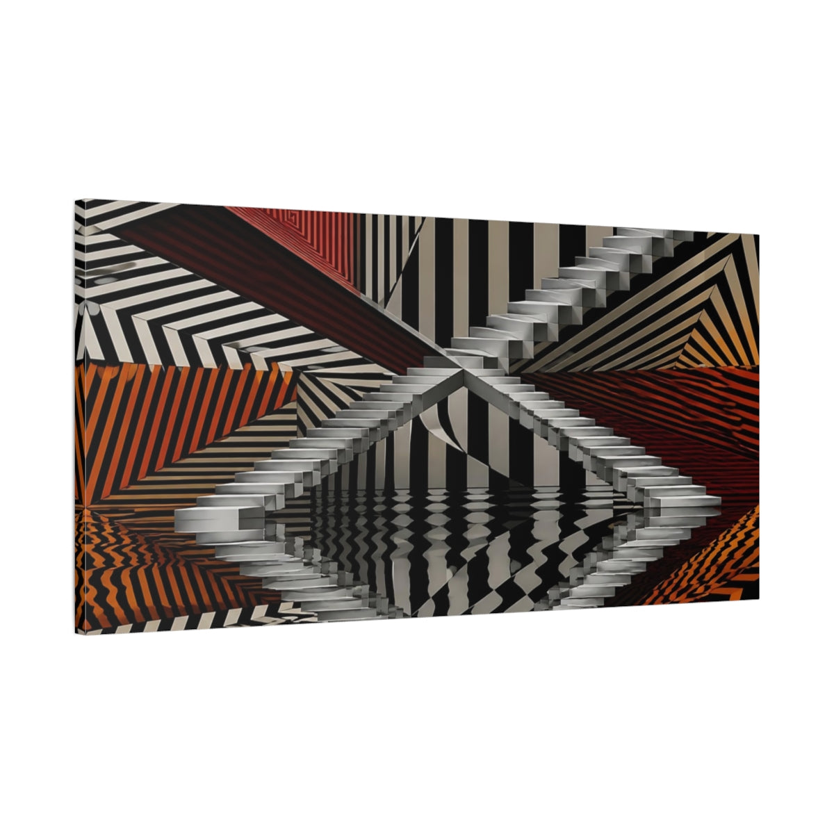 Main Mockup. Reflected Silver Staircase shown as canvas print