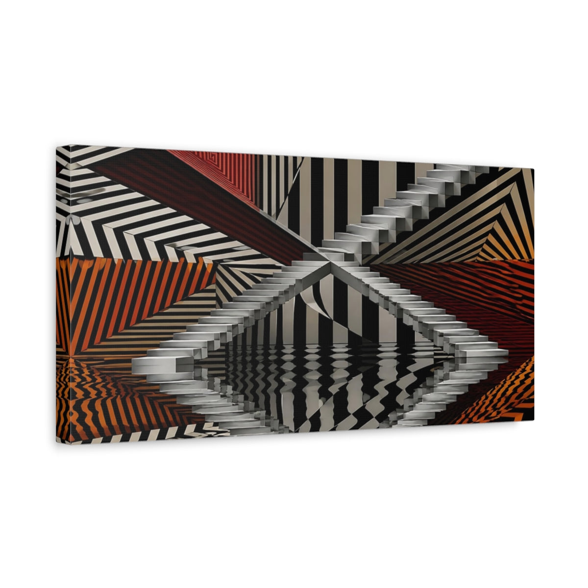 Side Mockup 3. Reflected Silver Staircase shown as canvas print
