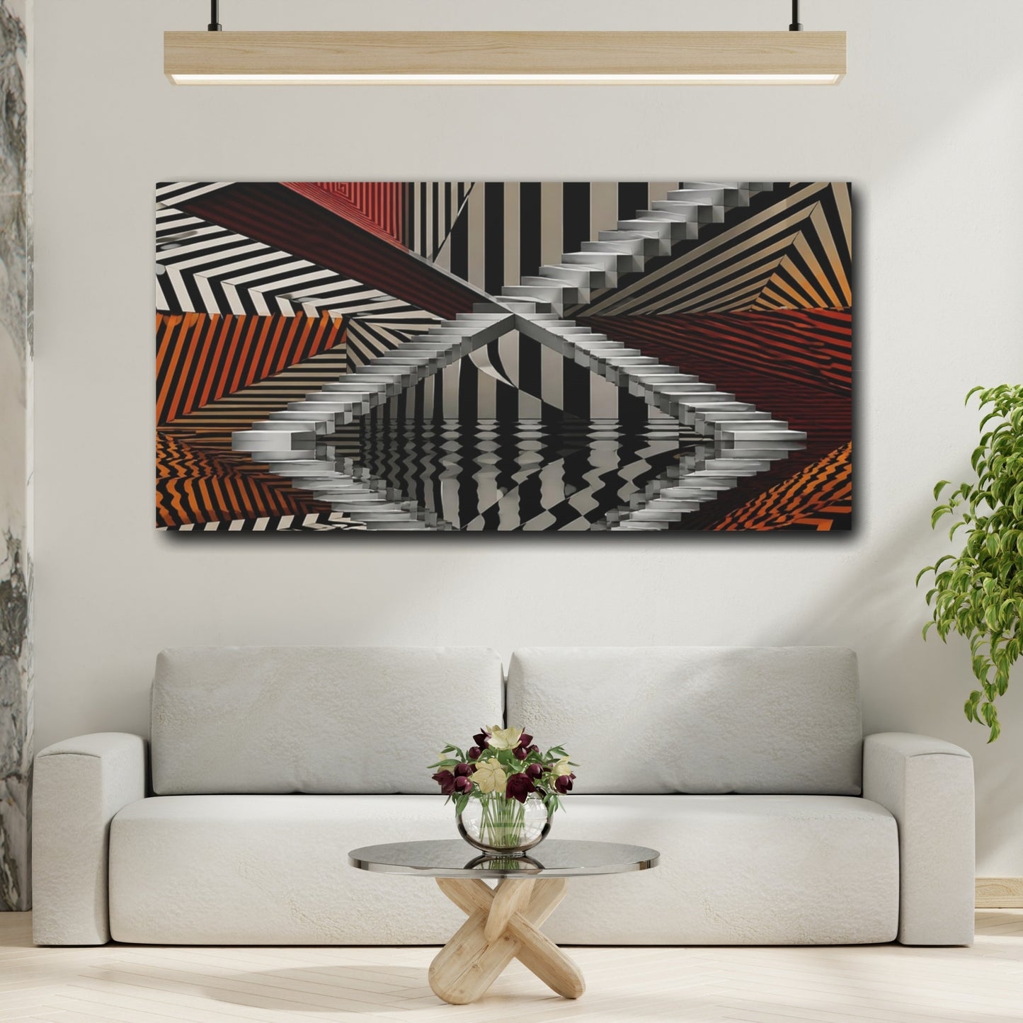 Mockup 2. Reflected Silver Staircase shown as canvas print