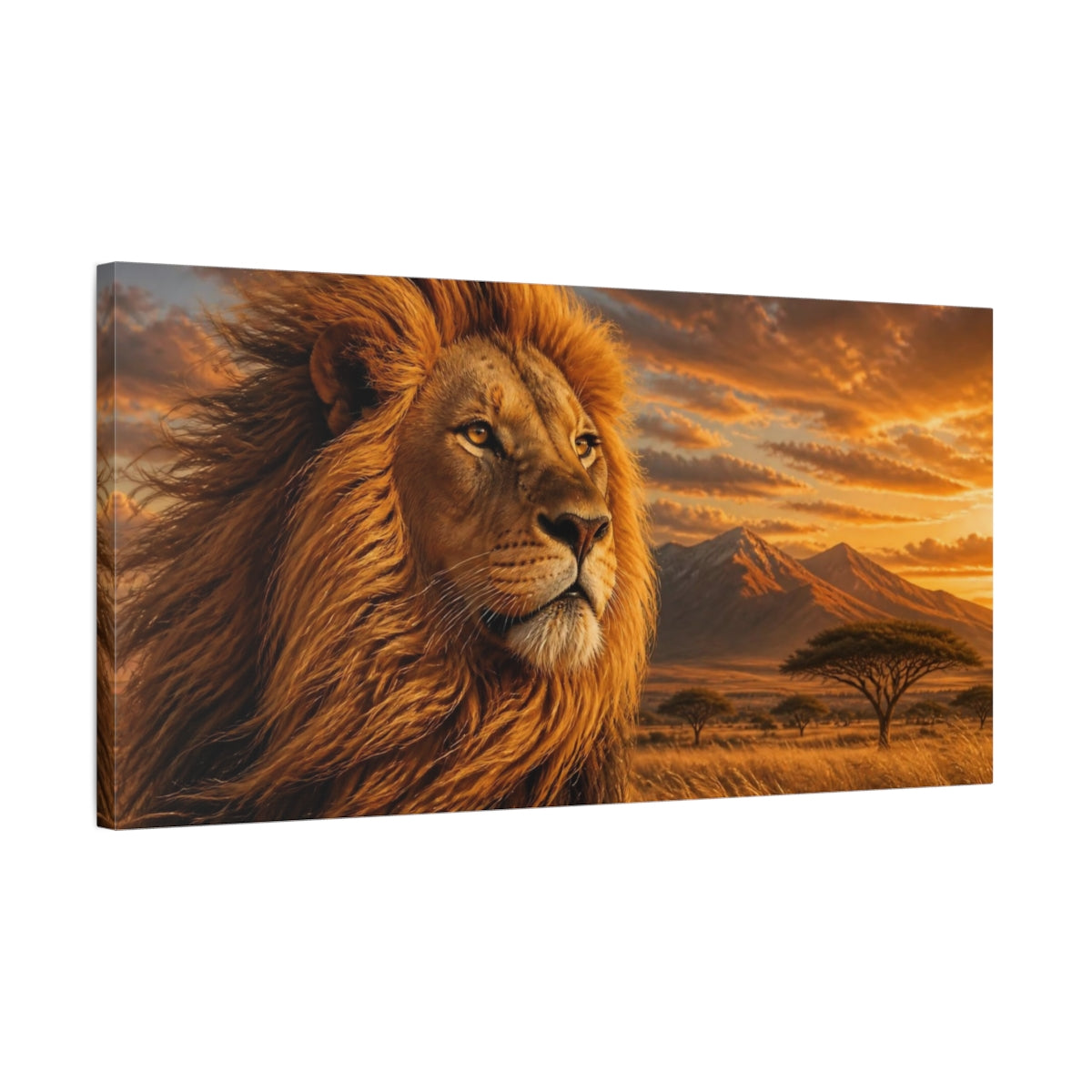 Side Mockup 1. Regal Lion Animals shown as canvas print