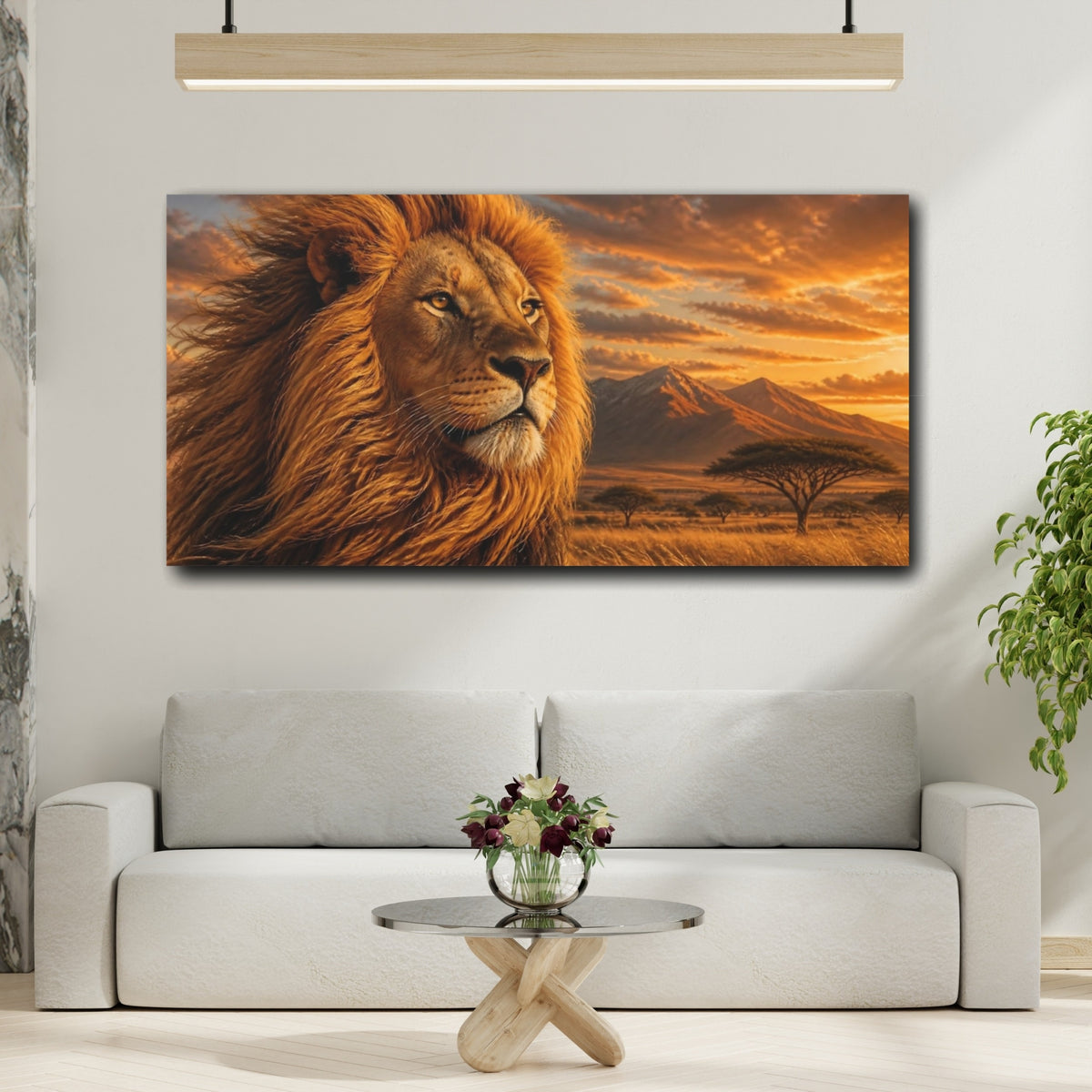 Mockup 2. Regal Lion Animals shown as canvas print