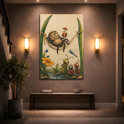 Mockup 2. Relaxing Spider In Hammock shown as canvas print