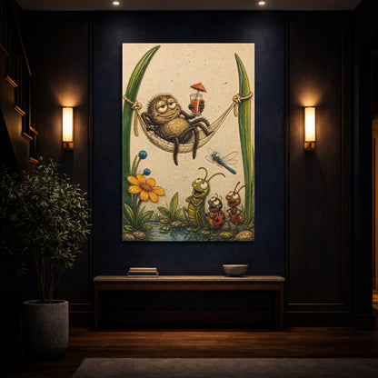 Mockup 4. Relaxing Spider In Hammock shown as canvas print