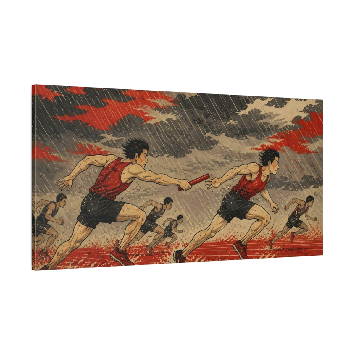Side Mockup 2. Relay Runners Motivation shown as canvas print