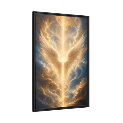 Side Mockup 13. Religious Divine Light Golden Ethereal Light shown as stretched canvas wall art