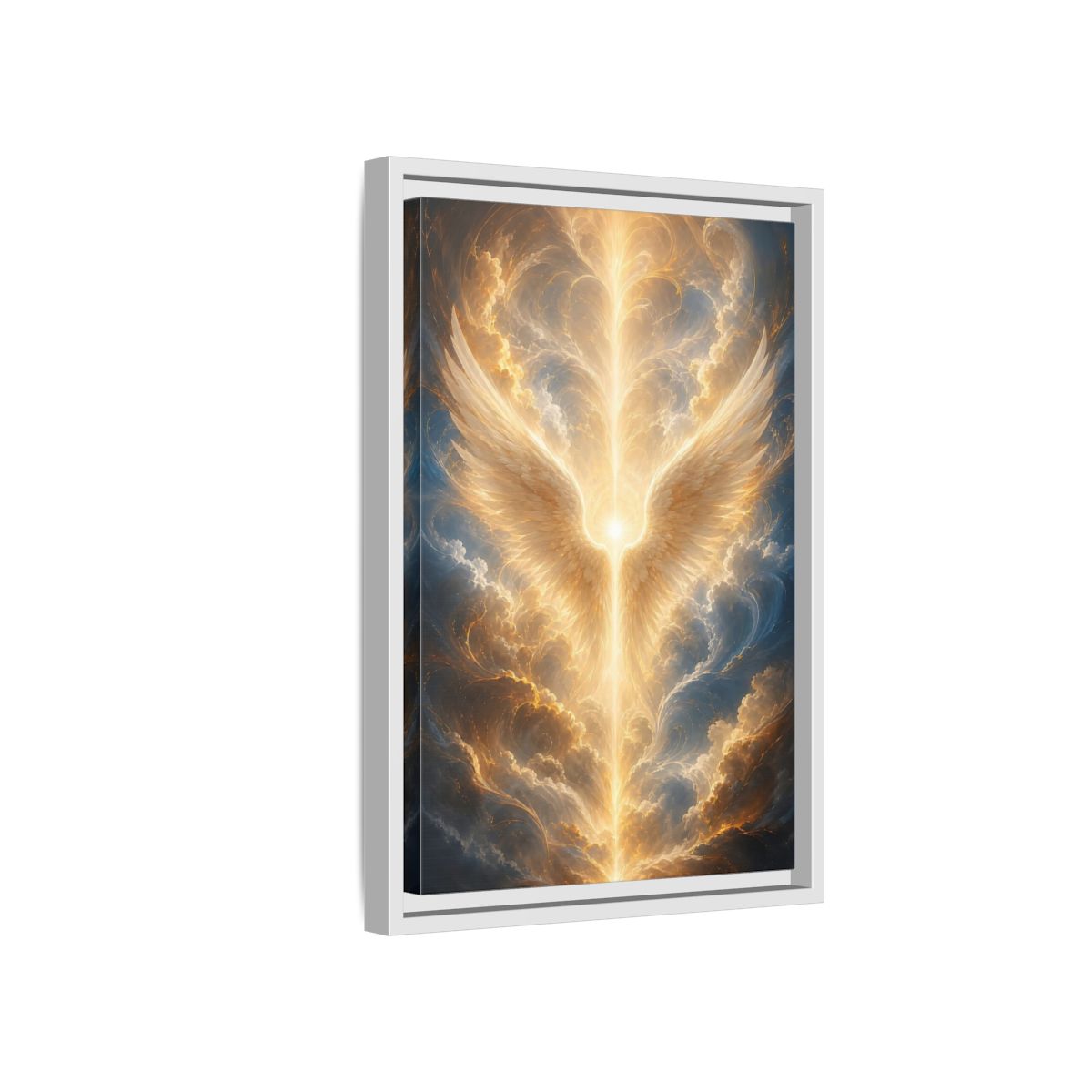 Side Mockup 4. Religious Divine Light Golden Ethereal Light shown as stretched canvas wall art
