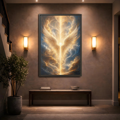 Mockup 2. Religious Divine Light Golden Ethereal Light shown as stretched canvas wall art