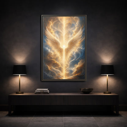 Mockup 3. Religious Divine Light Golden Ethereal Light shown as stretched canvas wall art