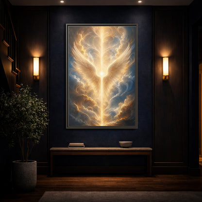 Mockup 4. Religious Divine Light Golden Ethereal Light shown as stretched canvas wall art