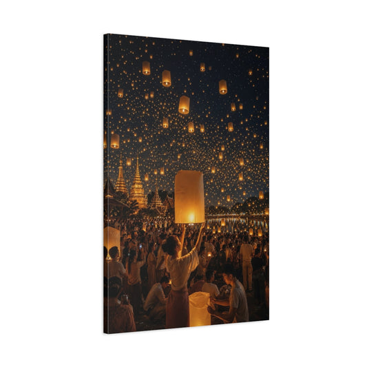 Main Mockup. Religious Sky Lanterns Golden Sky Lanterns shown as stretched canvas wall art