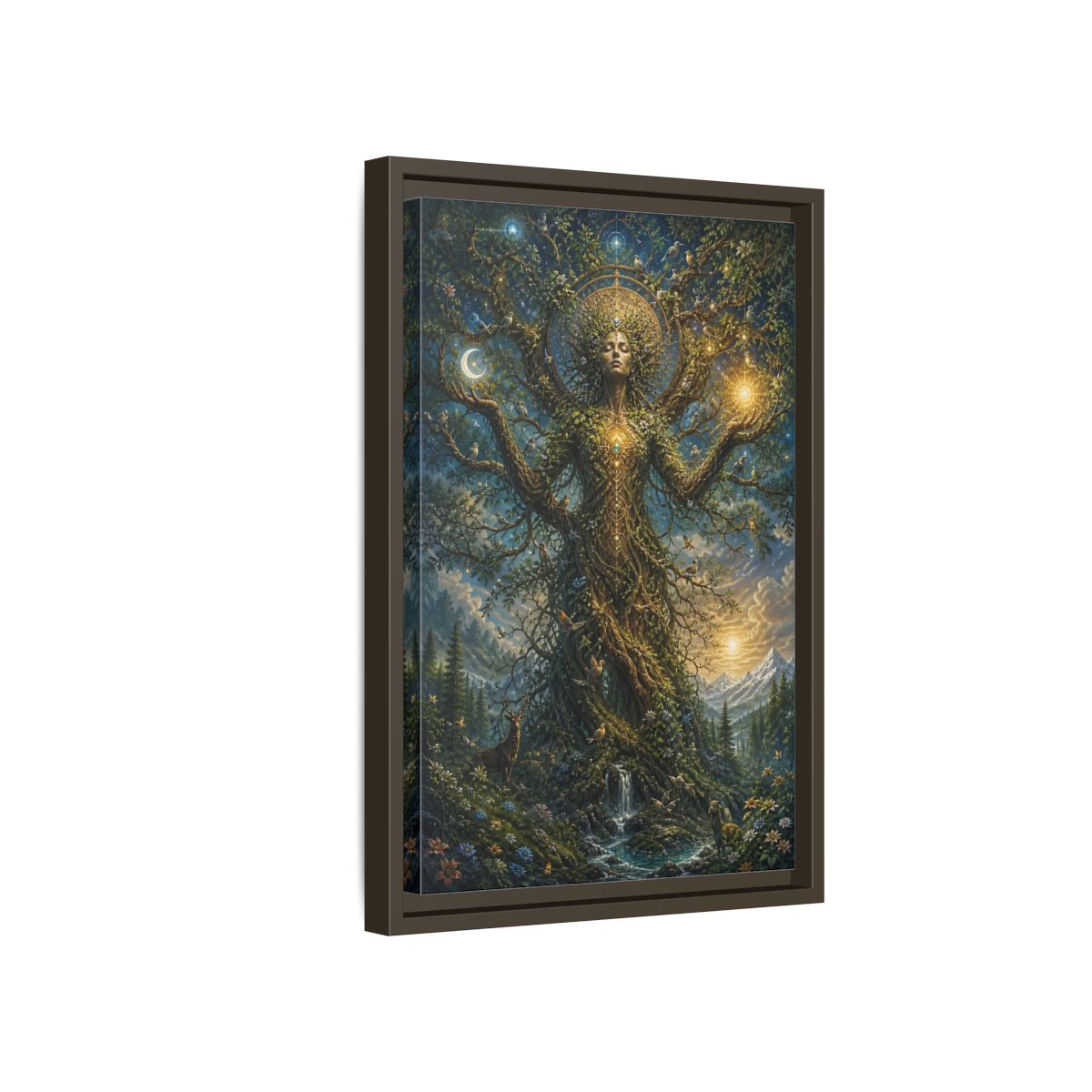 Side Mockup 5. Religious Tree Of Life Mystical Tree Art shown as stretched canvas wall art