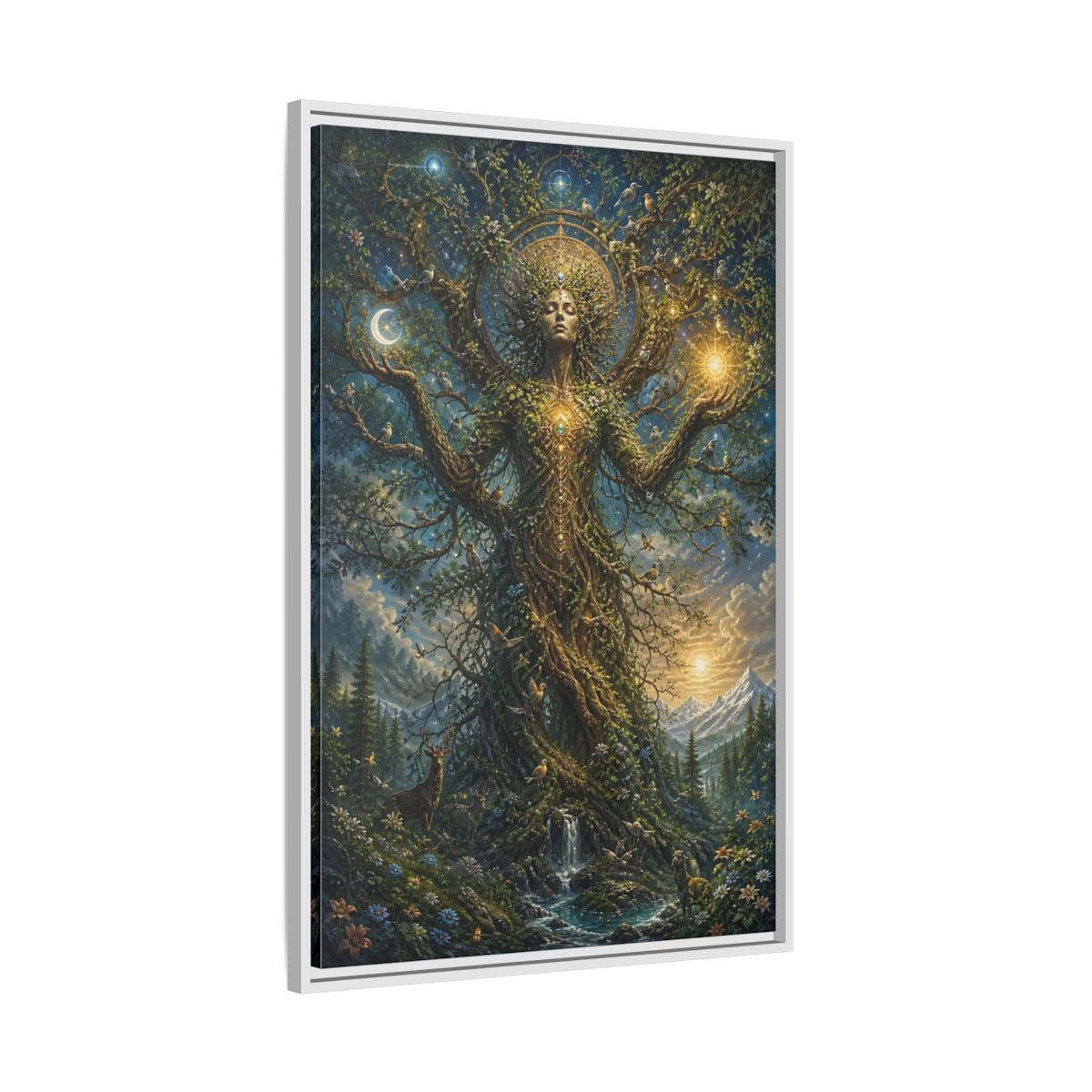 Side Mockup 9. Religious Tree Of Life Mystical Tree Art shown as stretched canvas wall art