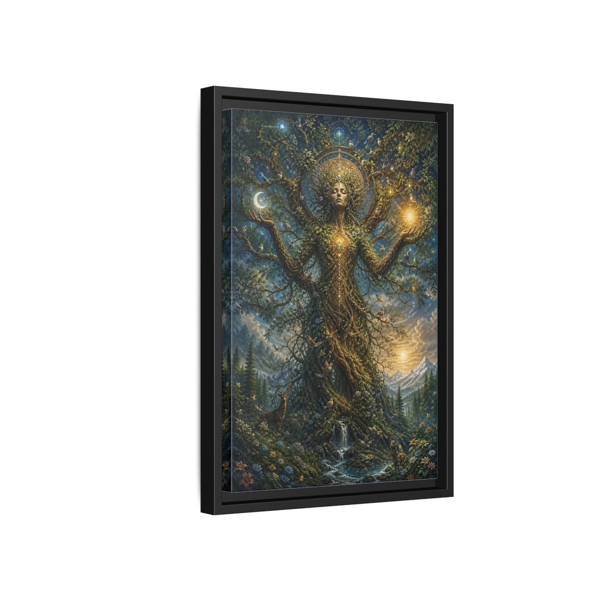 Side Mockup 6. Religious Tree Of Life Mystical Tree Art shown as stretched canvas wall art