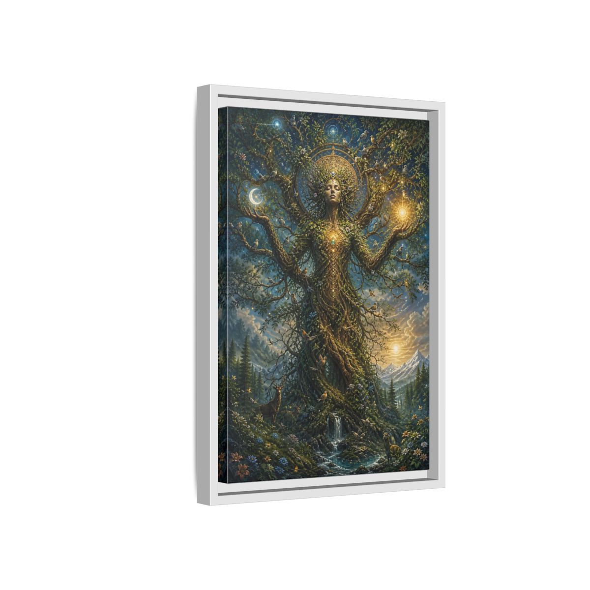 Side Mockup 4. Religious Tree Of Life Mystical Tree Art shown as stretched canvas wall art