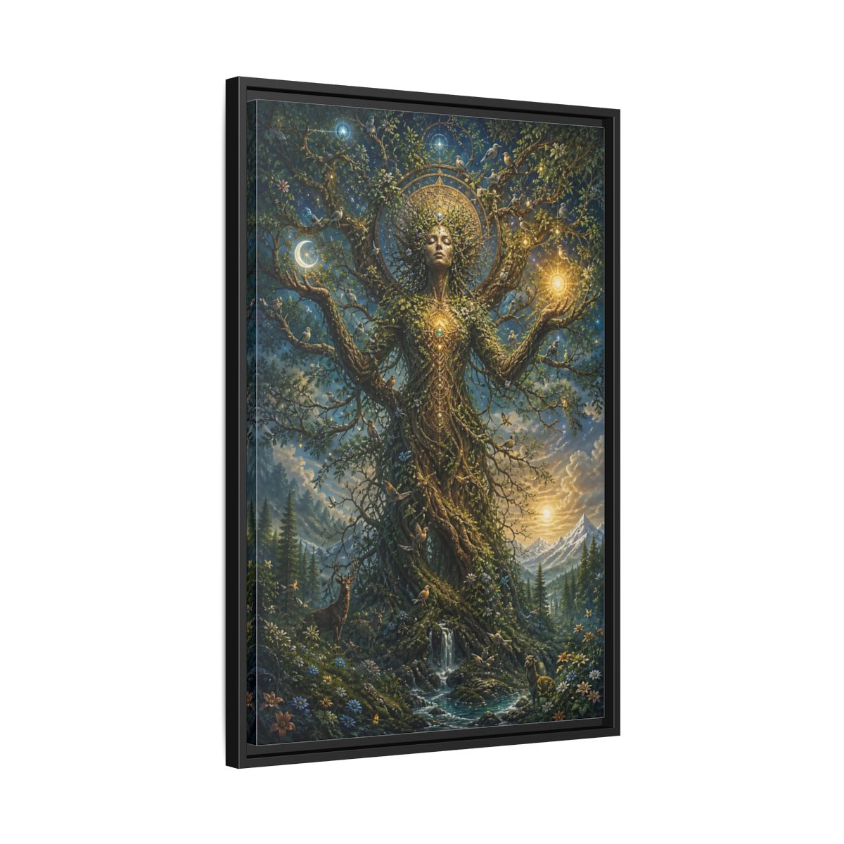 Side Mockup 14. Religious Tree Of Life Mystical Tree Art shown as stretched canvas wall art