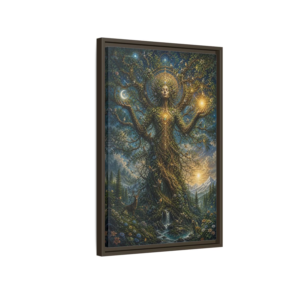 Side Mockup 2. Religious Tree Of Life Mystical Tree Art shown as stretched canvas wall art