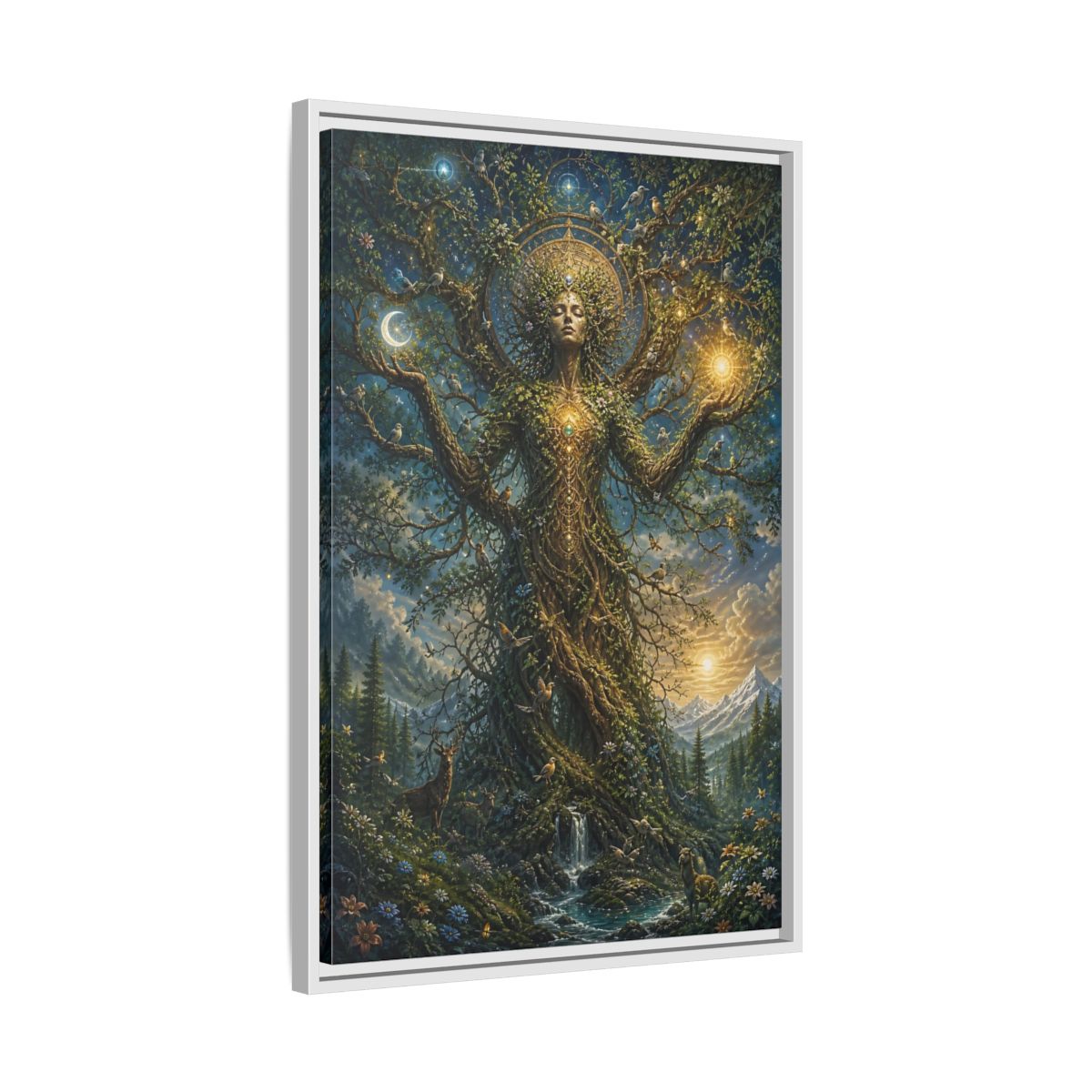 Side Mockup 10. Religious Tree Of Life Mystical Tree Art shown as stretched canvas wall art