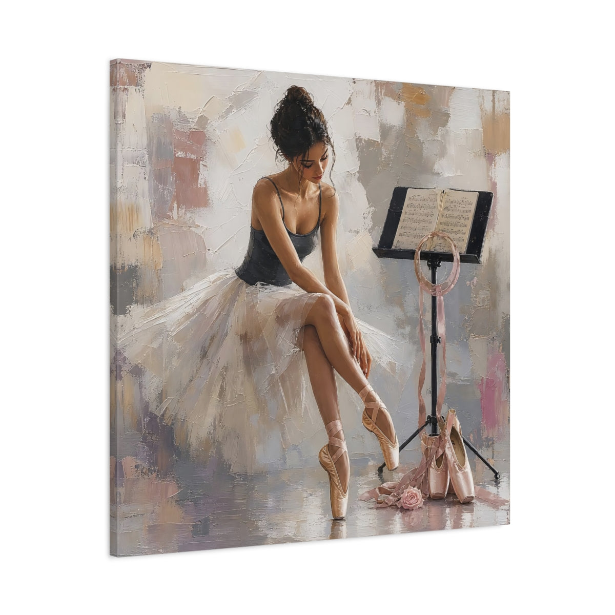 Main Mockup. Resting Ballerina shown as canvas print