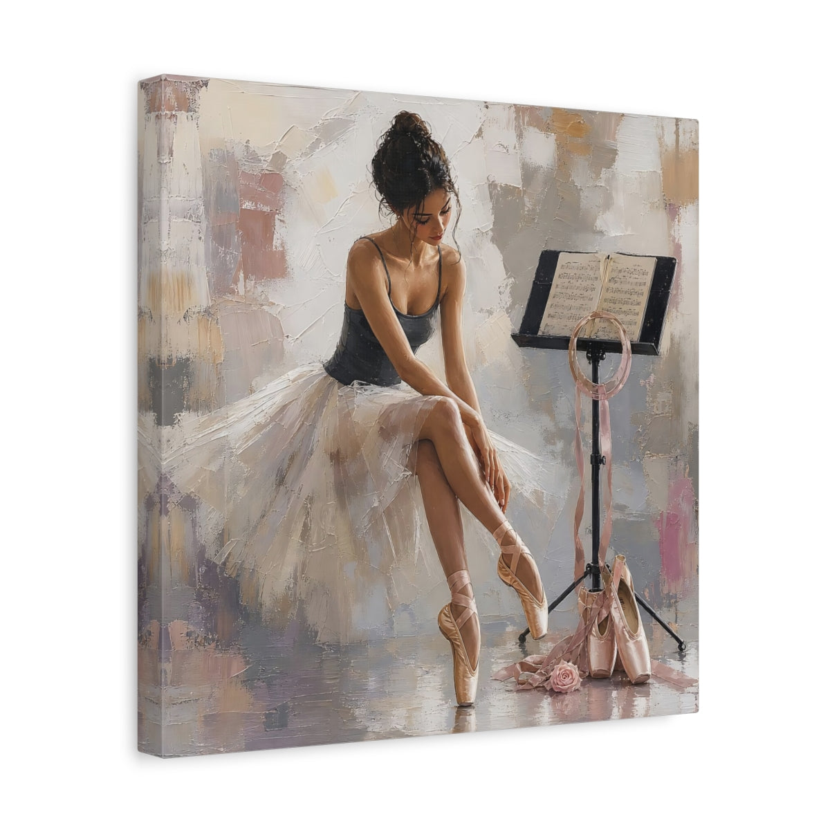 Side Mockup 7. Resting Ballerina shown as canvas print