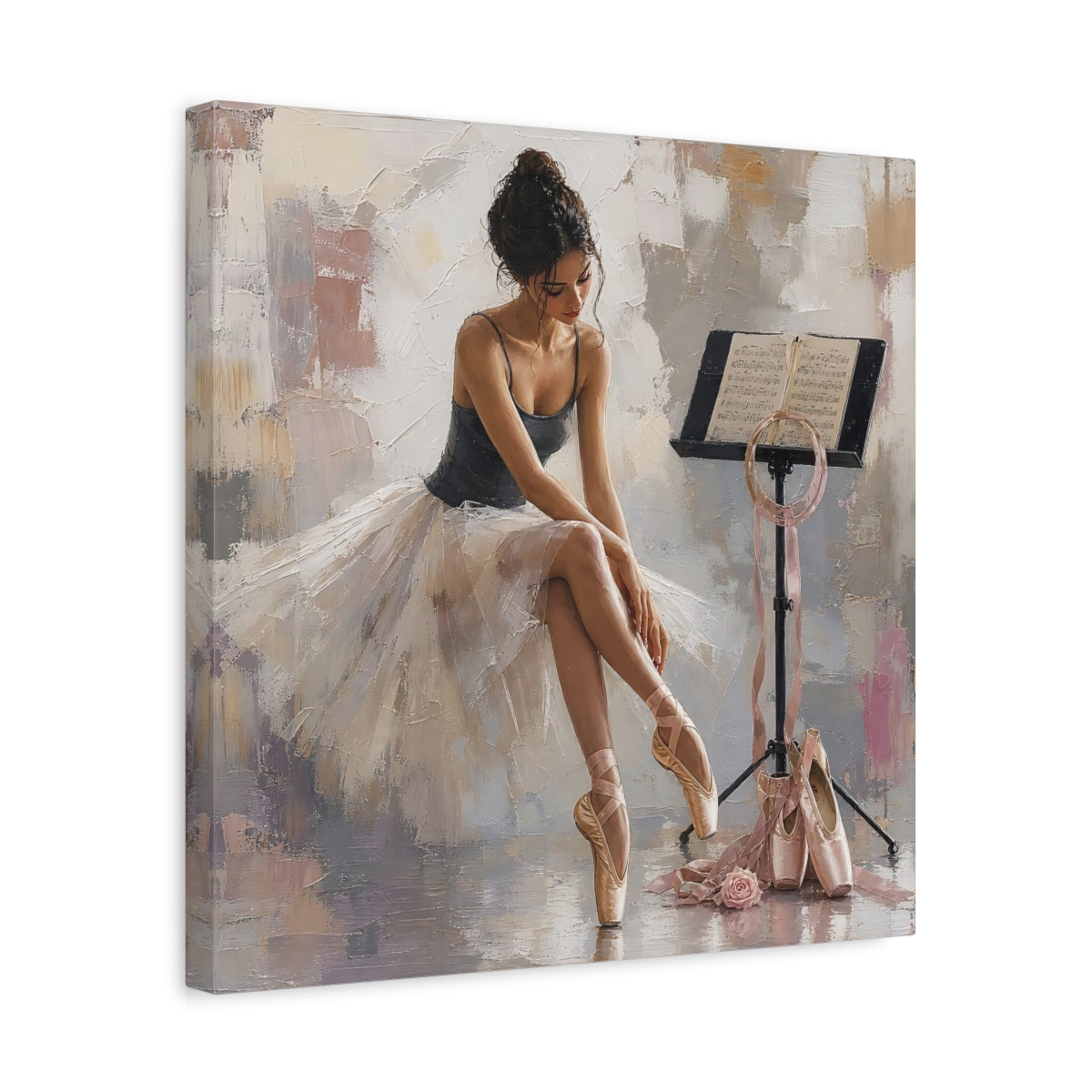 Side Mockup 6. Resting Ballerina shown as canvas print