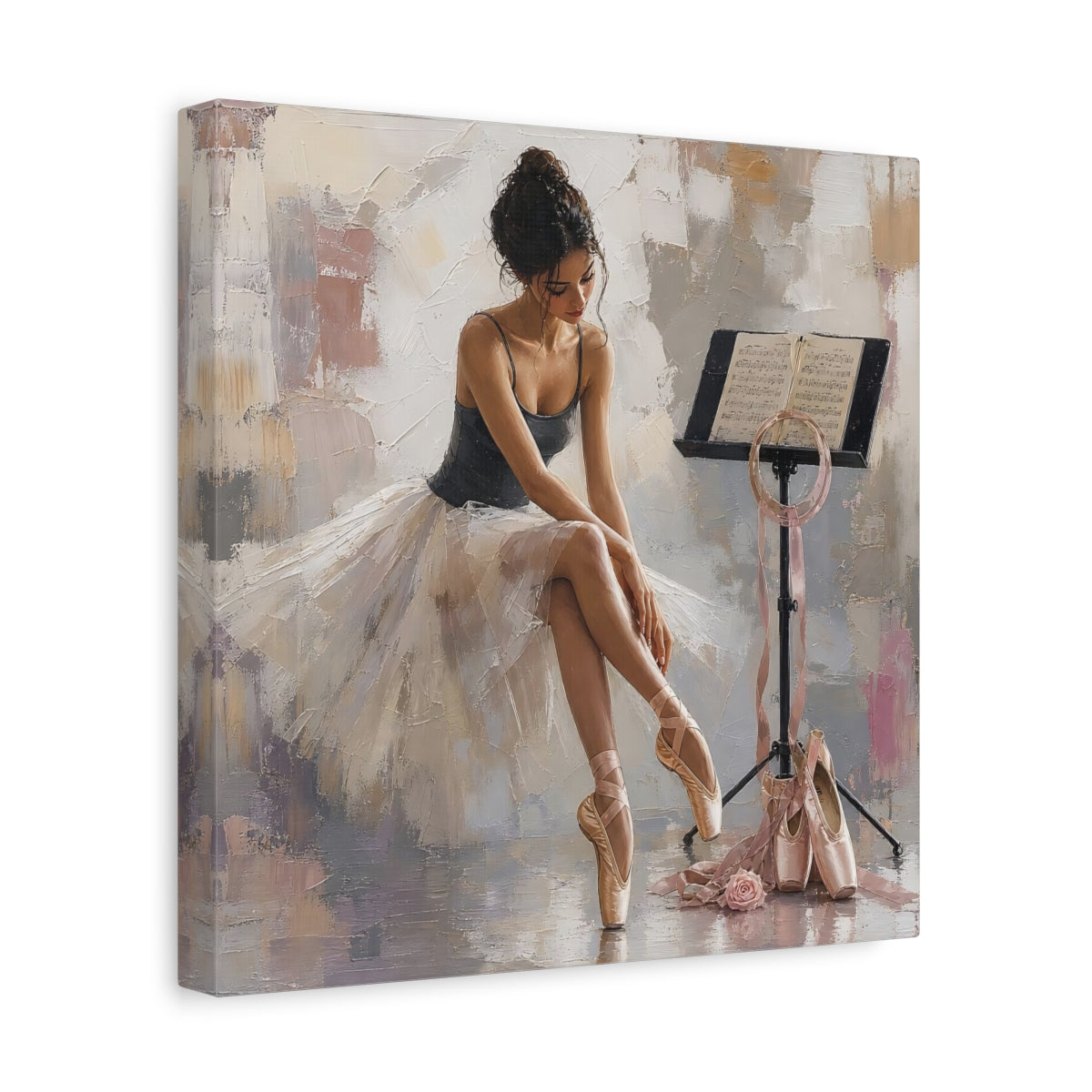 Side Mockup 8. Resting Ballerina shown as canvas print