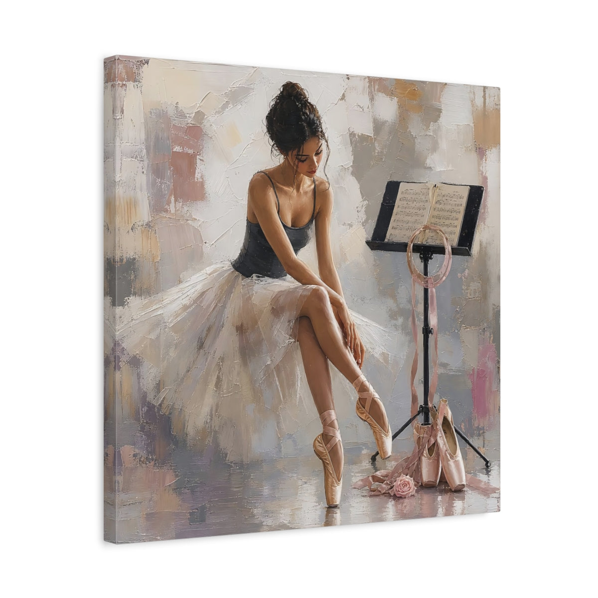 Side Mockup 5. Resting Ballerina shown as canvas print