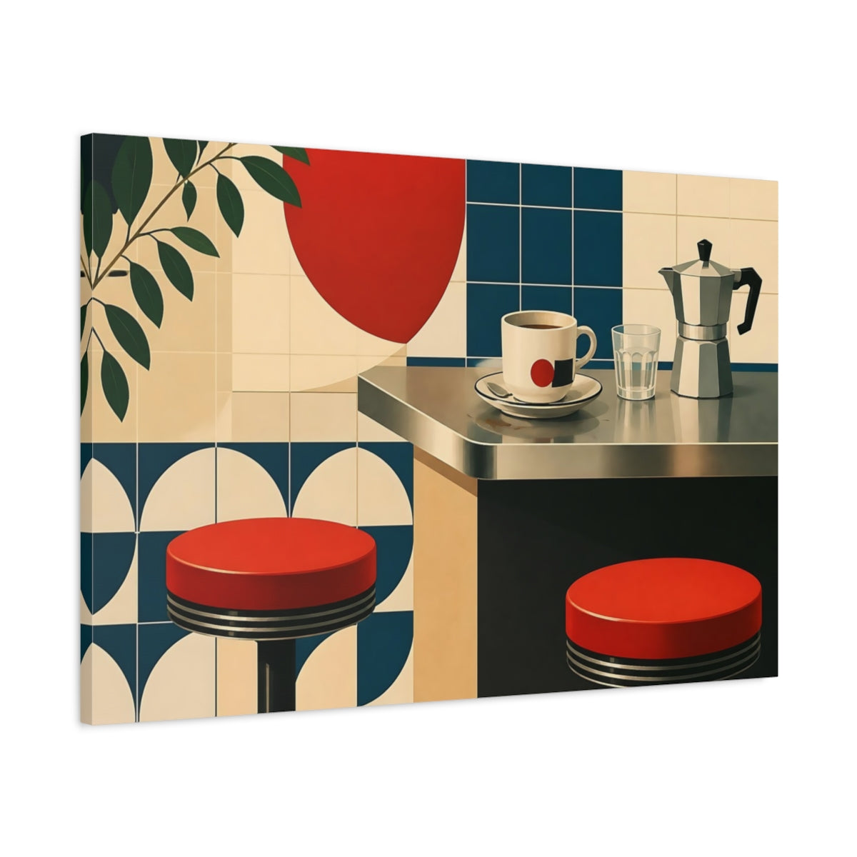 Main Mockup. Retro Cafe Counter shown as canvas print