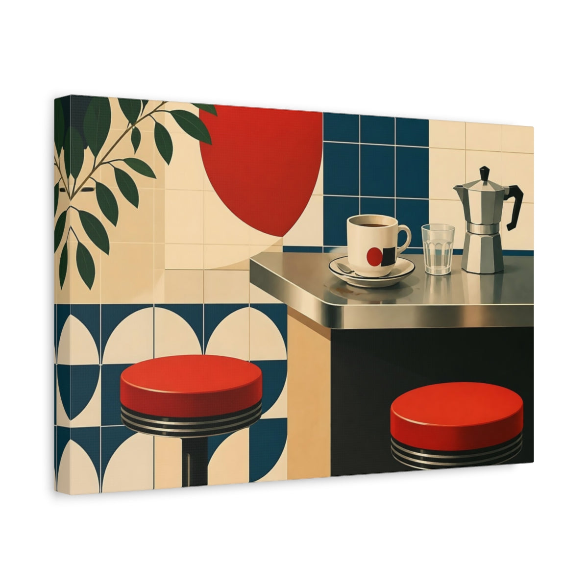 Side Mockup 4. Retro Cafe Counter shown as canvas print