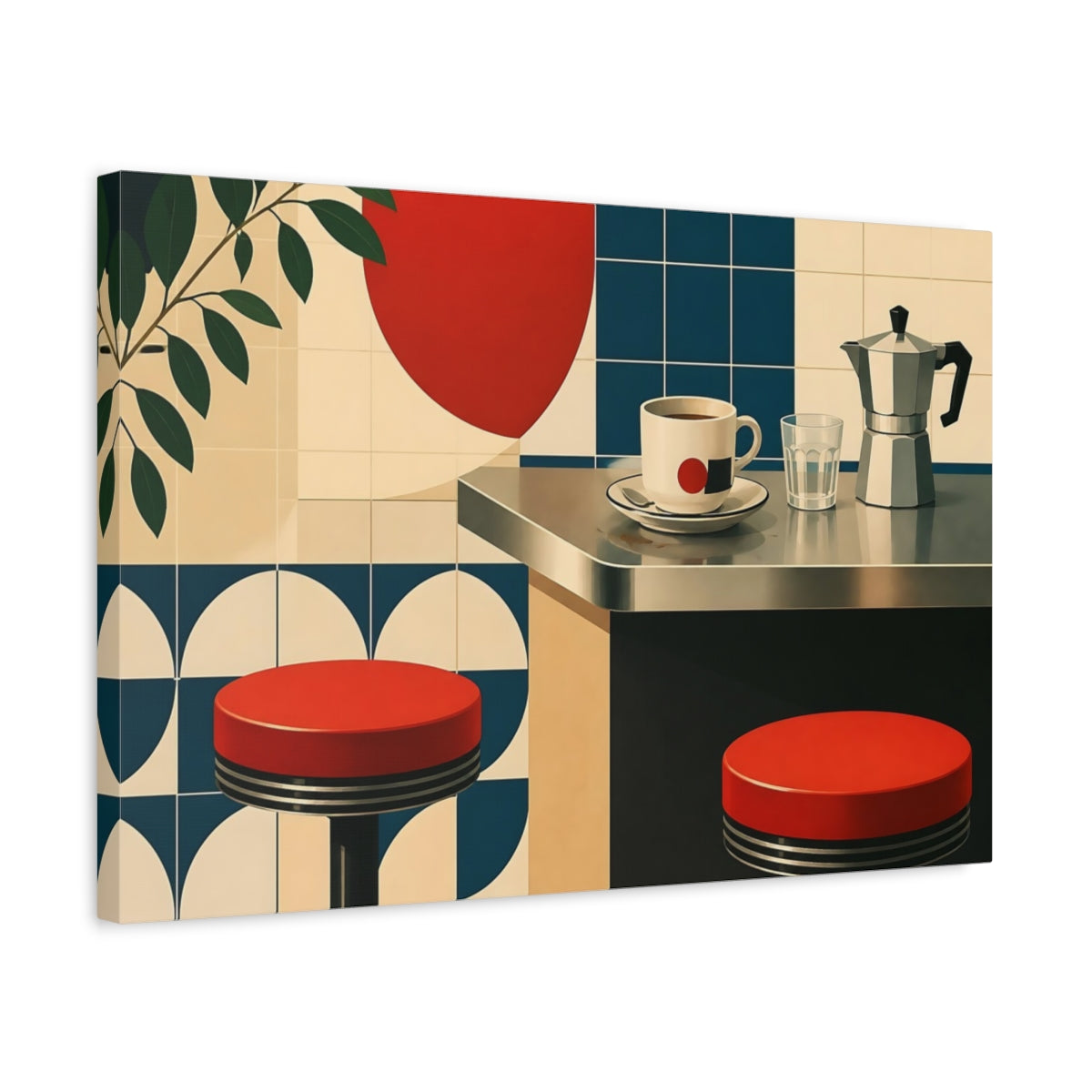 Side Mockup 3. Retro Cafe Counter shown as canvas print