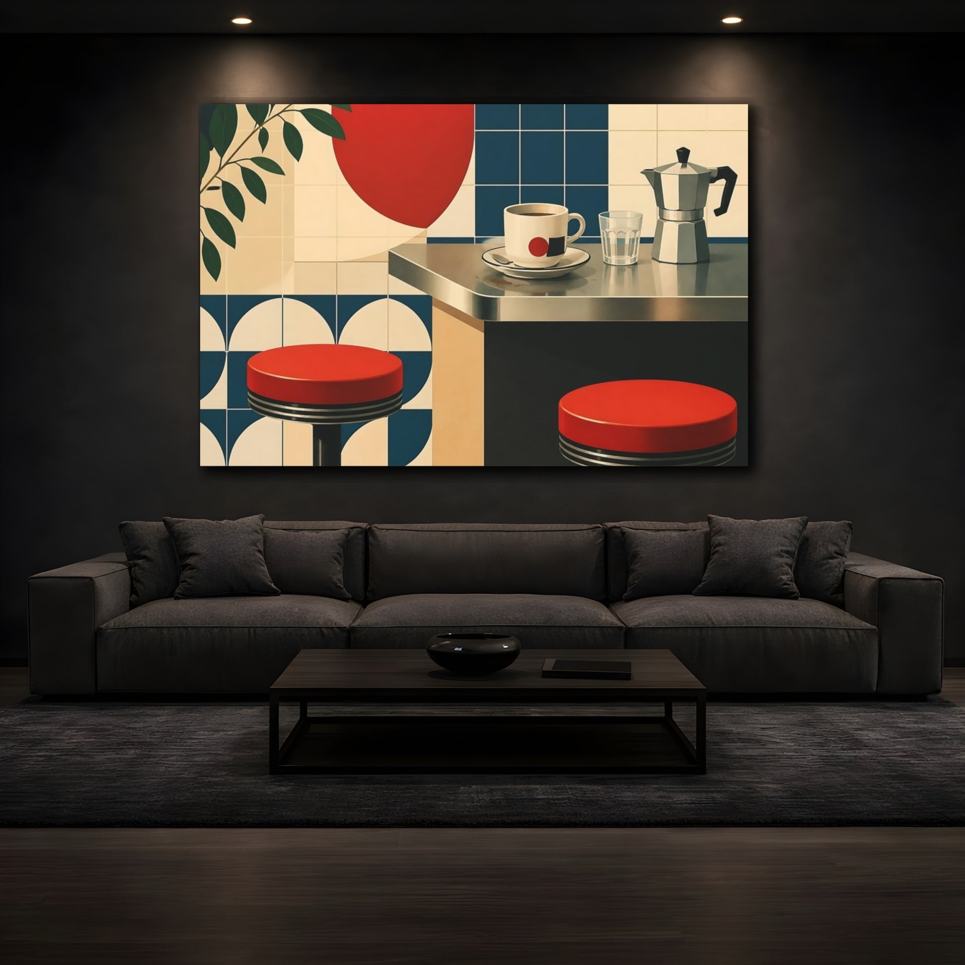 Mockup 3. Retro Cafe Counter shown as canvas print