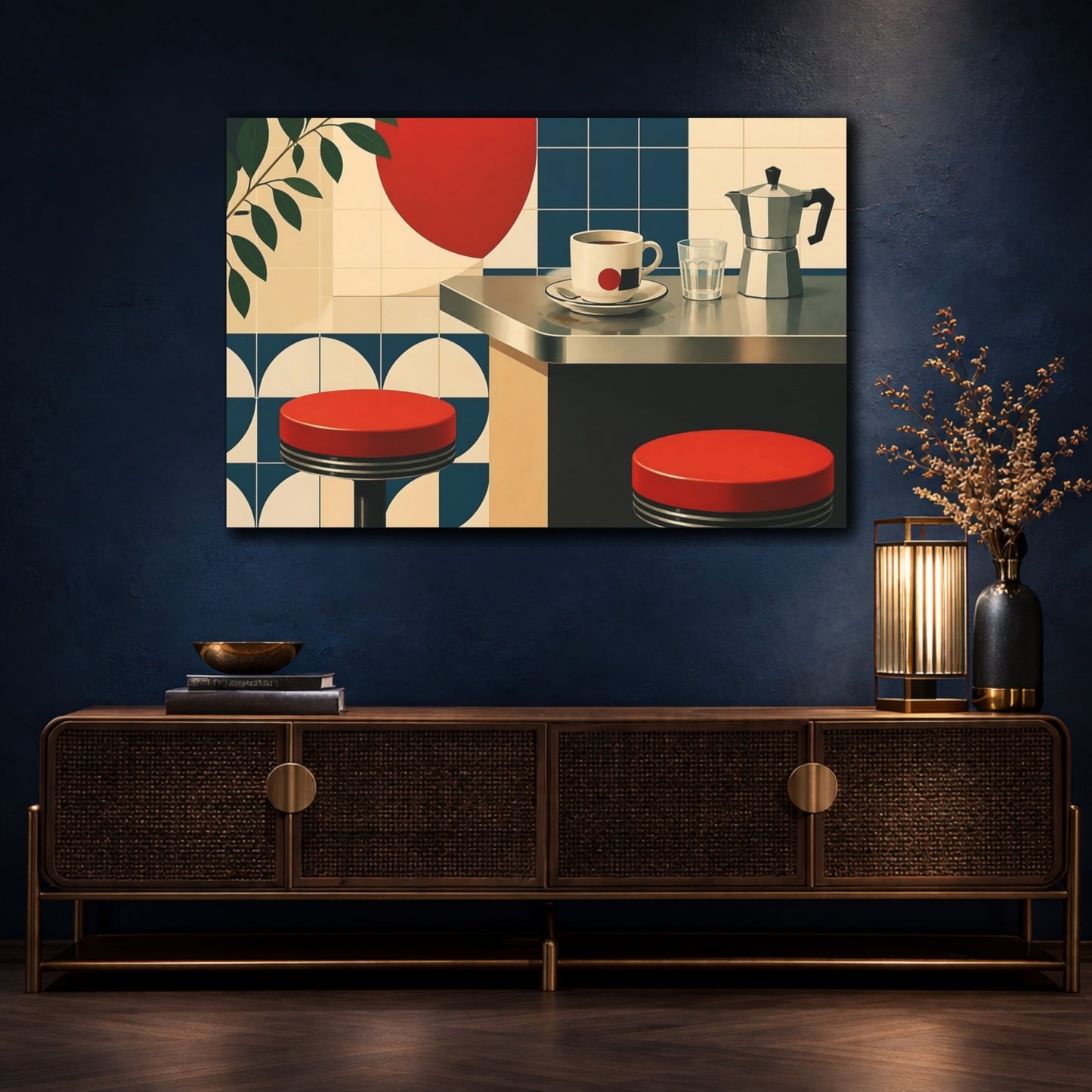 Mockup 4. Retro Cafe Counter shown as canvas print