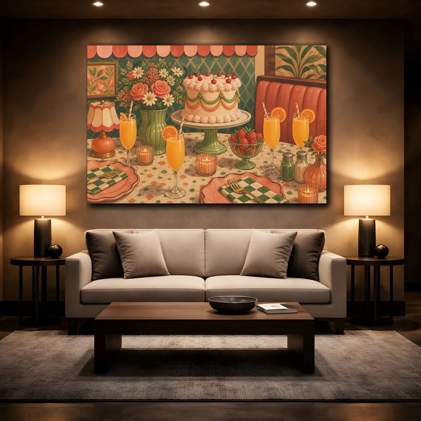 Mockup 2. Retro Cake Brunch shown as canvas print
