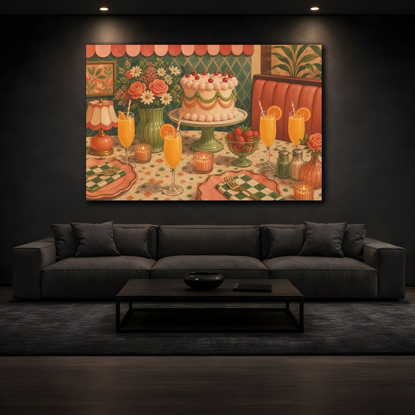 Mockup 3. Retro Cake Brunch shown as canvas print