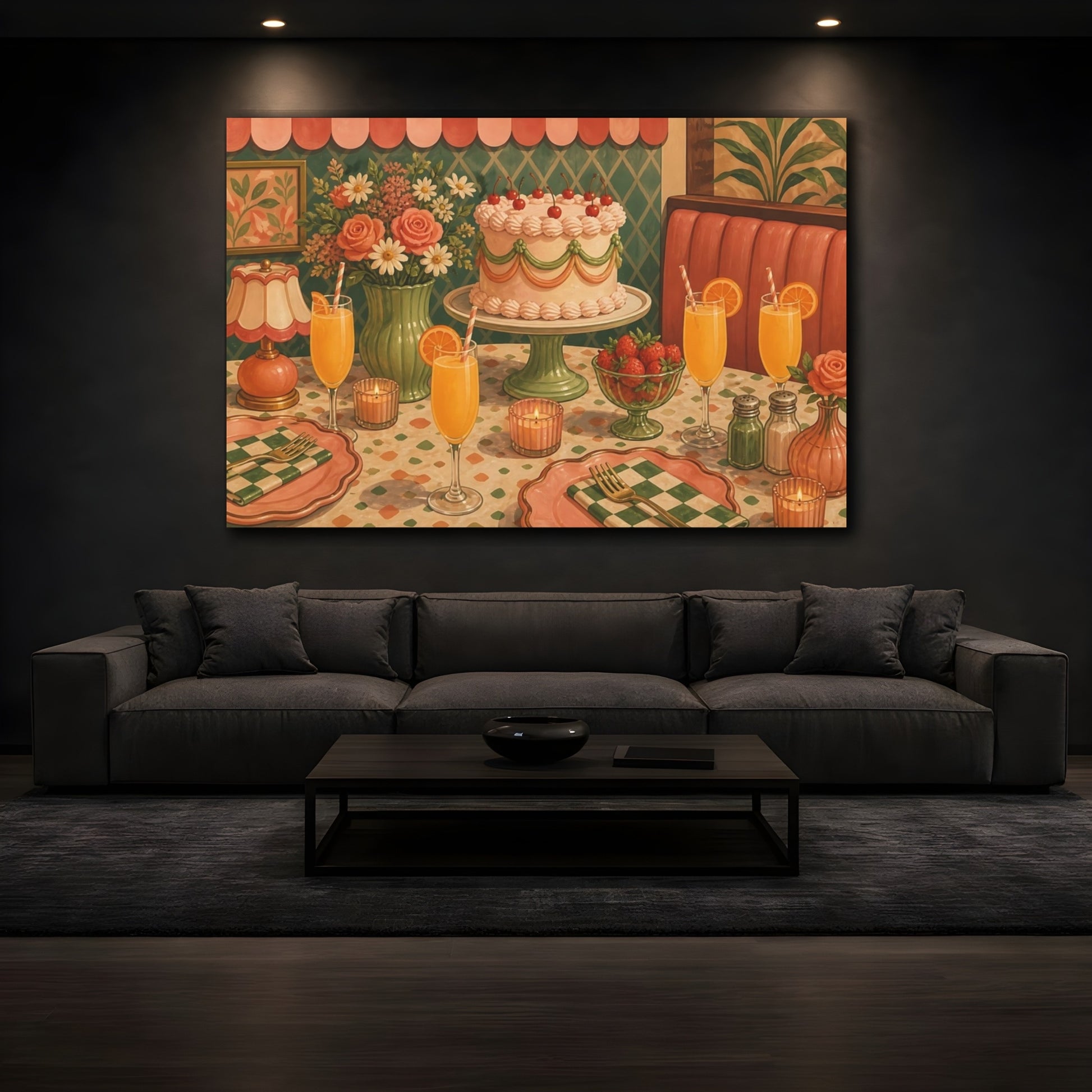 Mockup 3. Retro Cake Brunch shown as canvas print