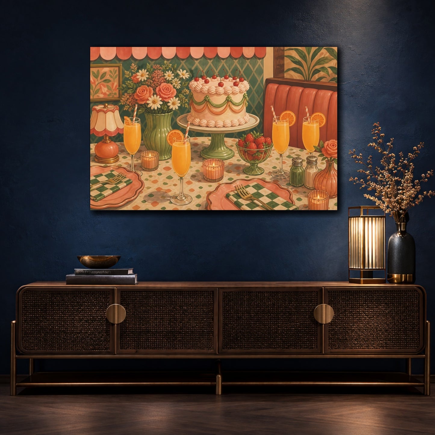 Mockup 4. Retro Cake Brunch shown as canvas print