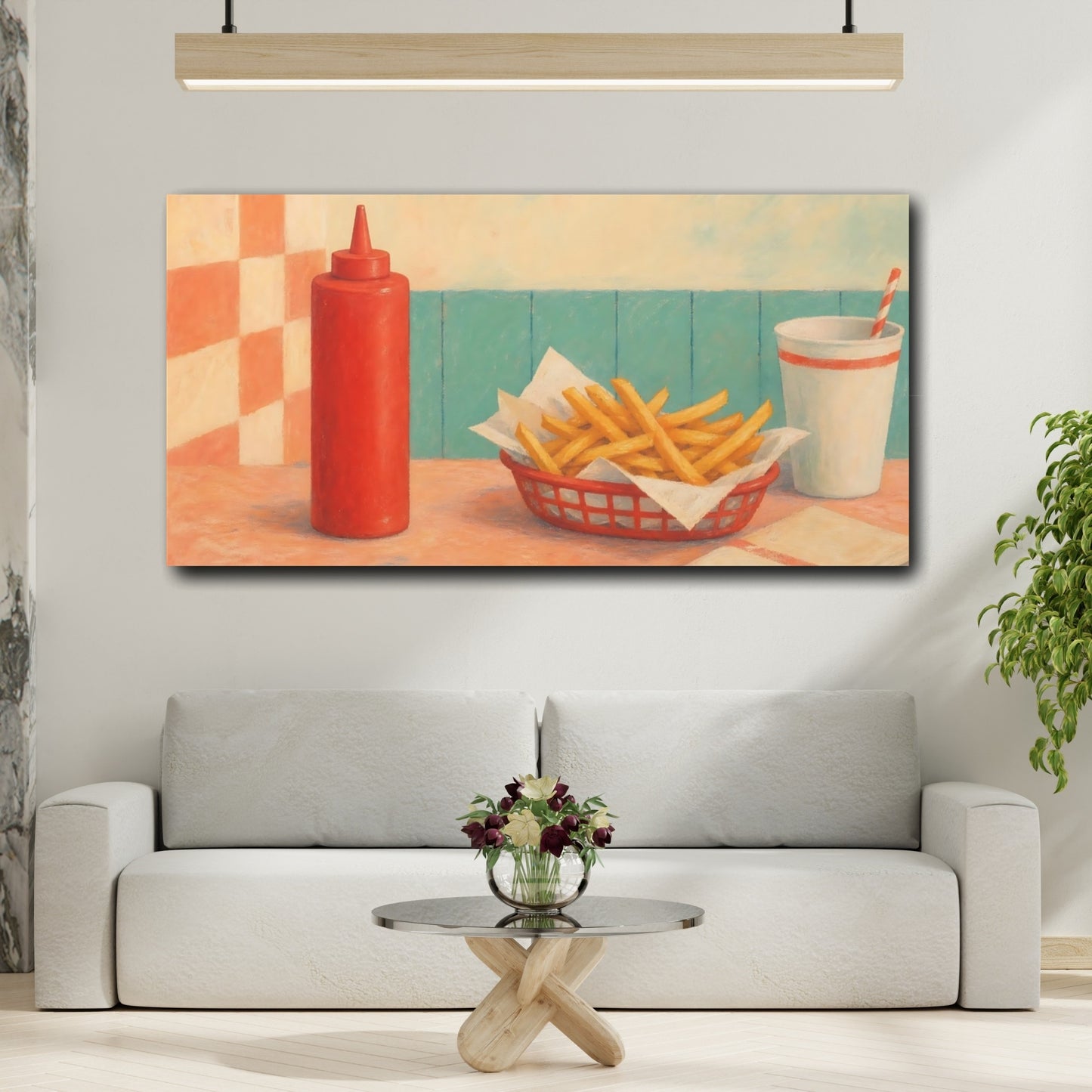 Mockup 2. Retro Diner Fries shown as canvas print