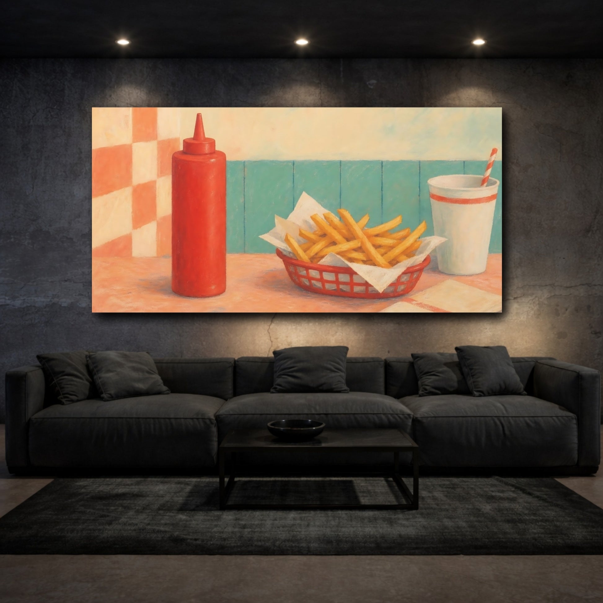 Mockup 3. Retro Diner Fries shown as canvas print