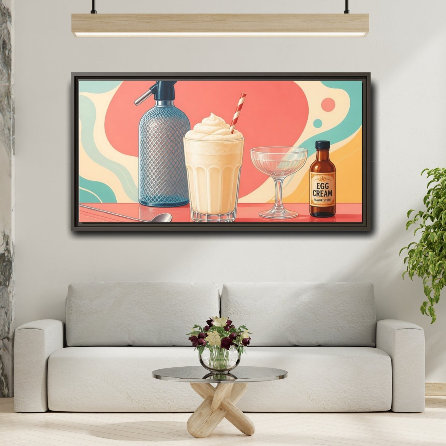 Mockup 2. Retro Egg Cream Still Life shown as framed canvas print