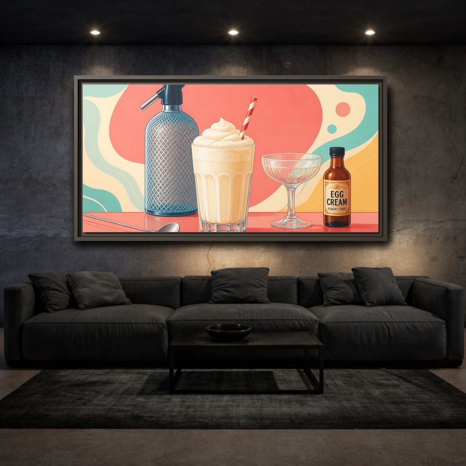 Mockup 3. Retro Egg Cream Still Life shown as framed canvas print