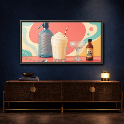 Mockup 4. Retro Egg Cream Still Life shown as framed canvas print