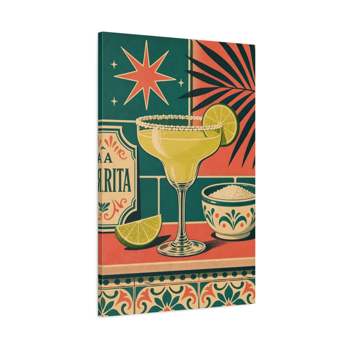 Main Mockup. Retro Margarita Cocktail shown as canvas print
