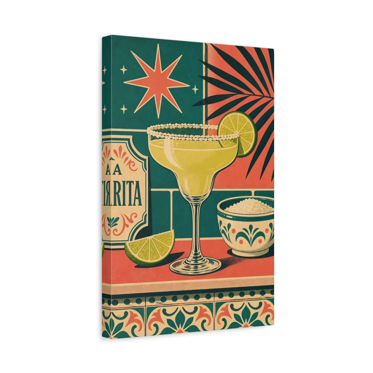 Side Mockup 4. Retro Margarita Cocktail shown as canvas print