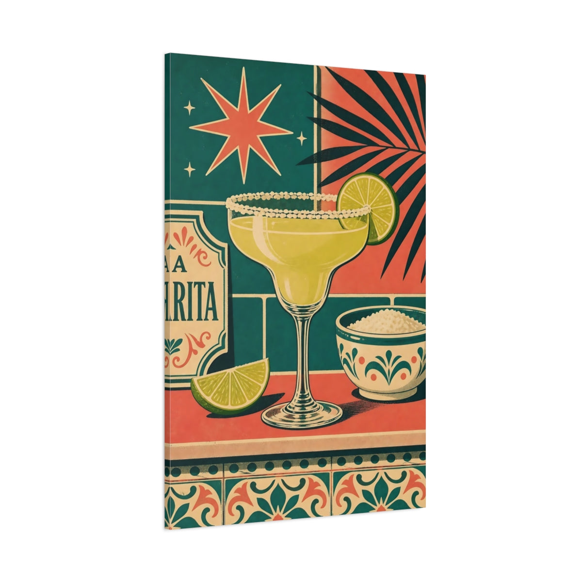 Side Mockup 1. Retro Margarita Cocktail shown as canvas print