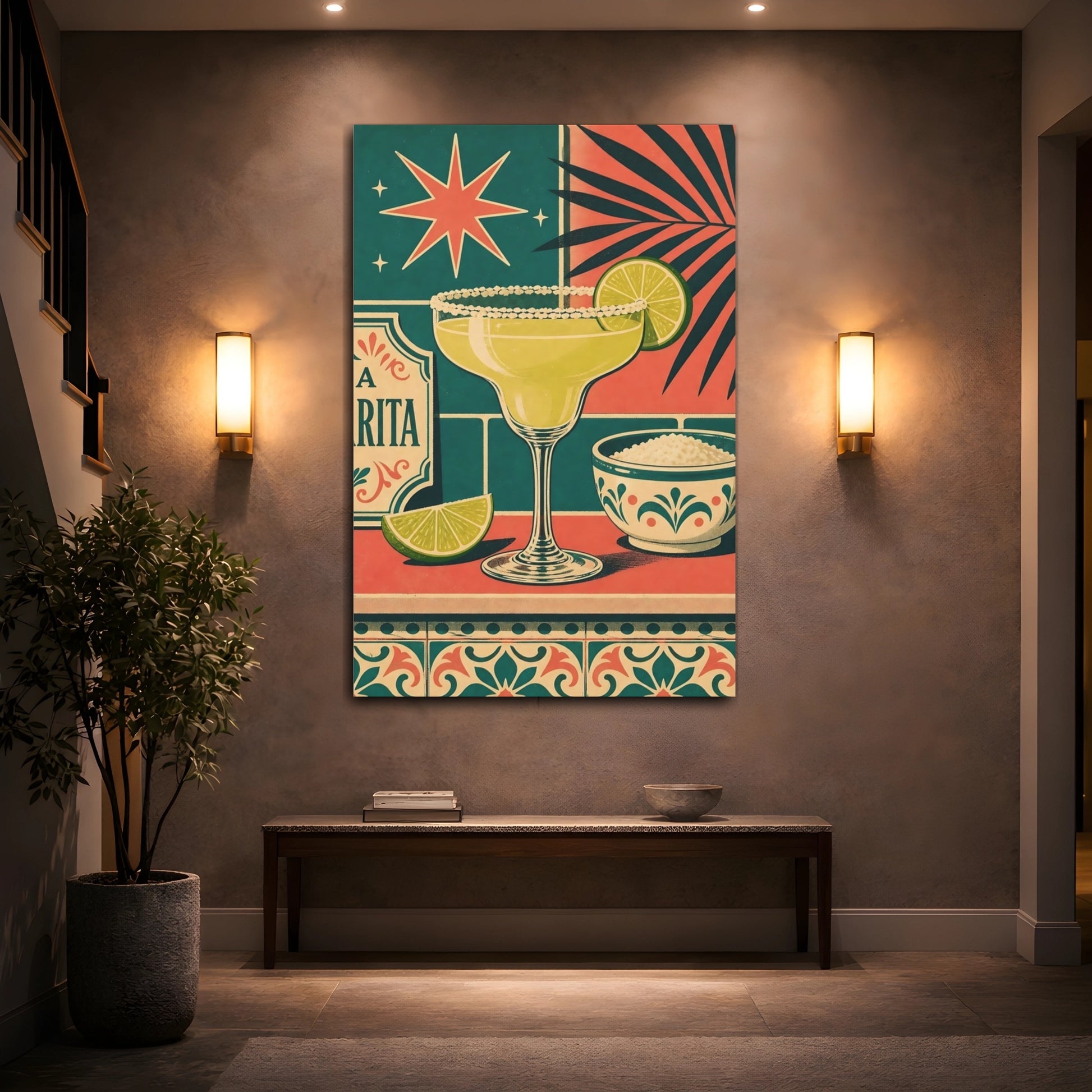 Mockup 2. Retro Margarita Cocktail shown as canvas print