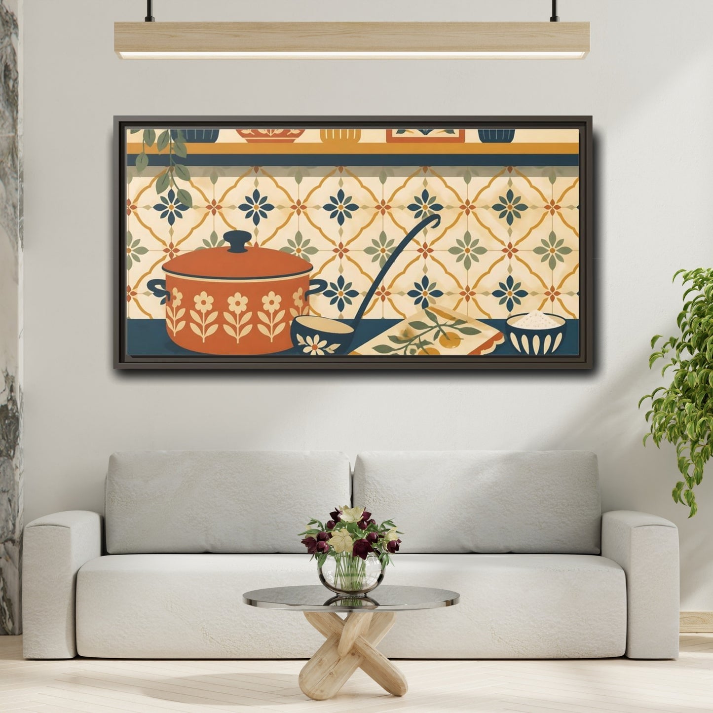 Mockup 2. Retro Orange Pot Still Life shown as framed canvas print