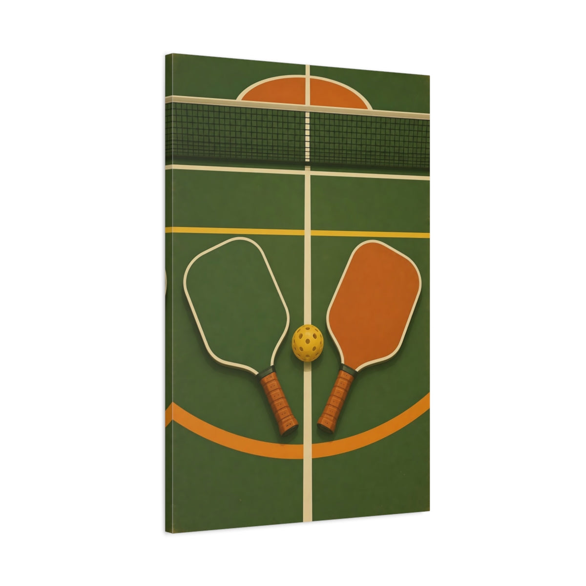 Main Mockup. Retro Pickleball Court shown as canvas print