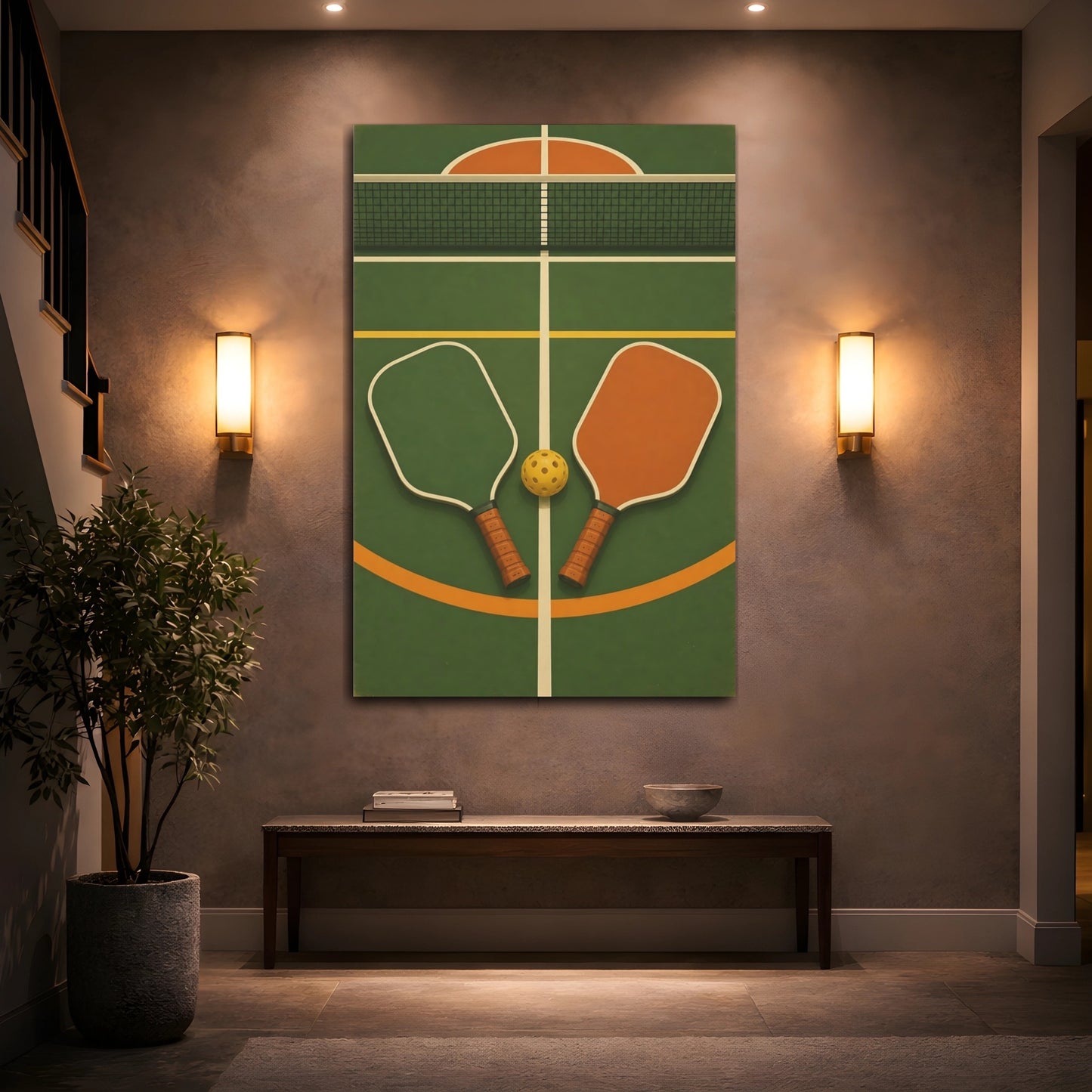 Mockup 2. Retro Pickleball Court shown as canvas print