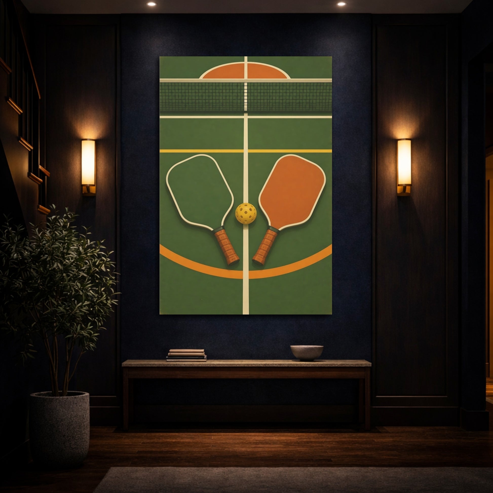 Mockup 4. Retro Pickleball Court shown as canvas print