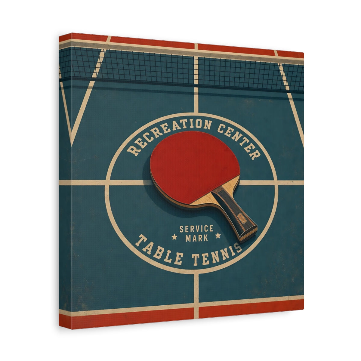 Side Mockup 8. Retro Ping Pong Emblem shown as canvas print