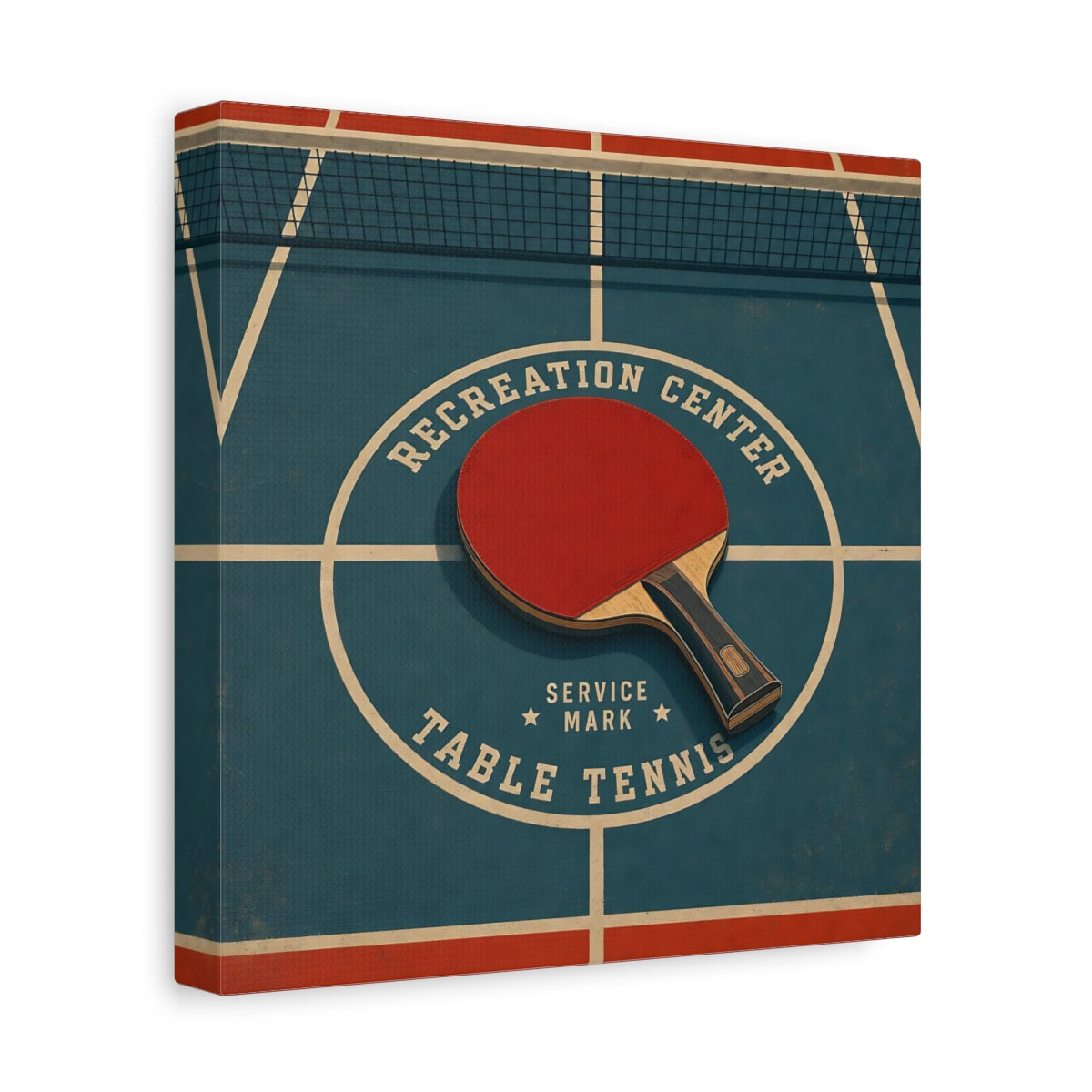 Side Mockup 9. Retro Ping Pong Emblem shown as canvas print